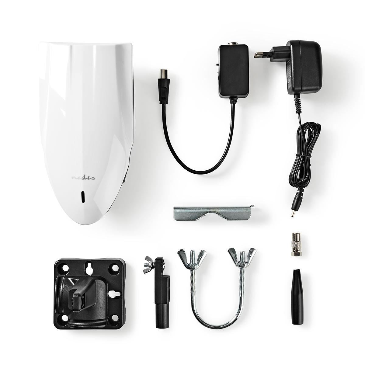 Nedis Outdoor HDTV Antenna 0 to 50 km Gain 40dB FM/VHF/UHF White - ANOR5002BK700