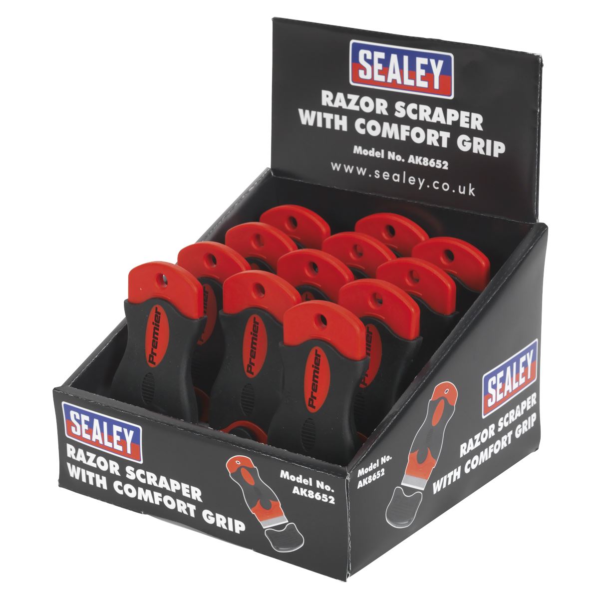 Sealey Razor Scraper with Comfort Grip Display Box of 12 AK8652