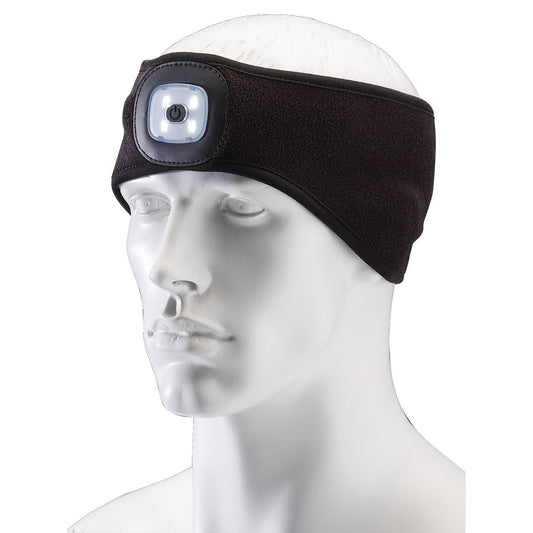Draper Headband with USB Rechargeable LED Torch, 1W, Black, One Size HBT-BL - 95172
