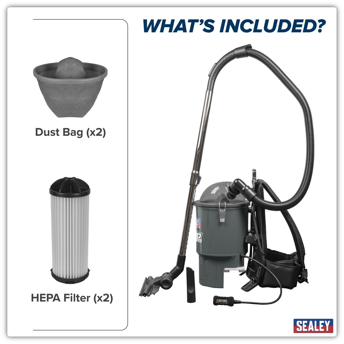 Sealey SV20 Series Backpack Vacuum Cleaner 40V - Body Only CP40VBV