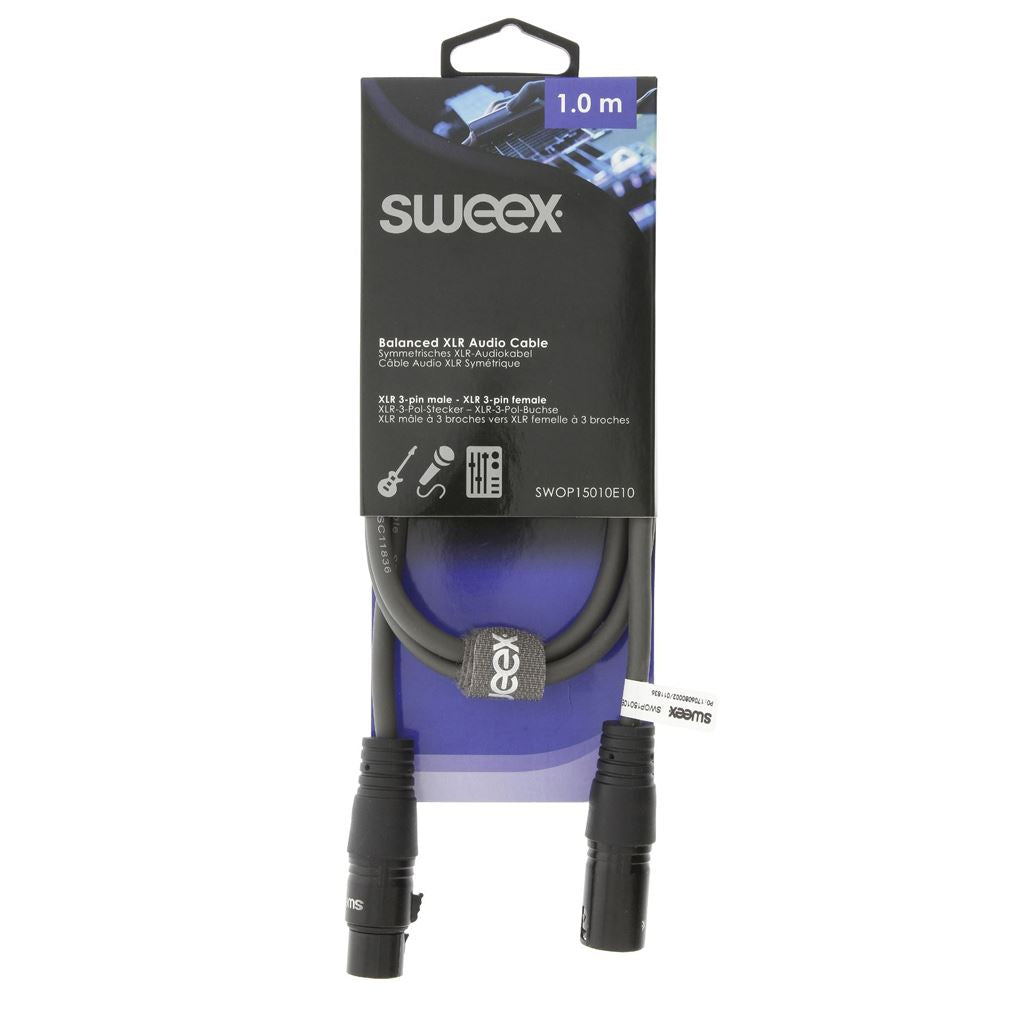 Sweex XLR Stereo Cable XLR 3-Pin Male to XLR 3-Pin Female 1m Dark Grey - COTH15010GY10