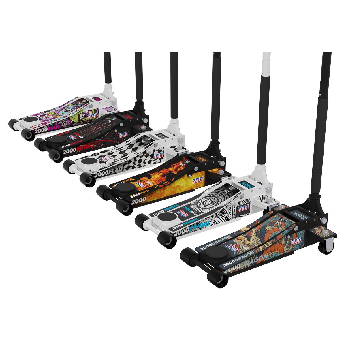 Sealey Low Entry Custom Design Trolley Jack w/ Rocket Lift 2 Tonne White 2000CW
