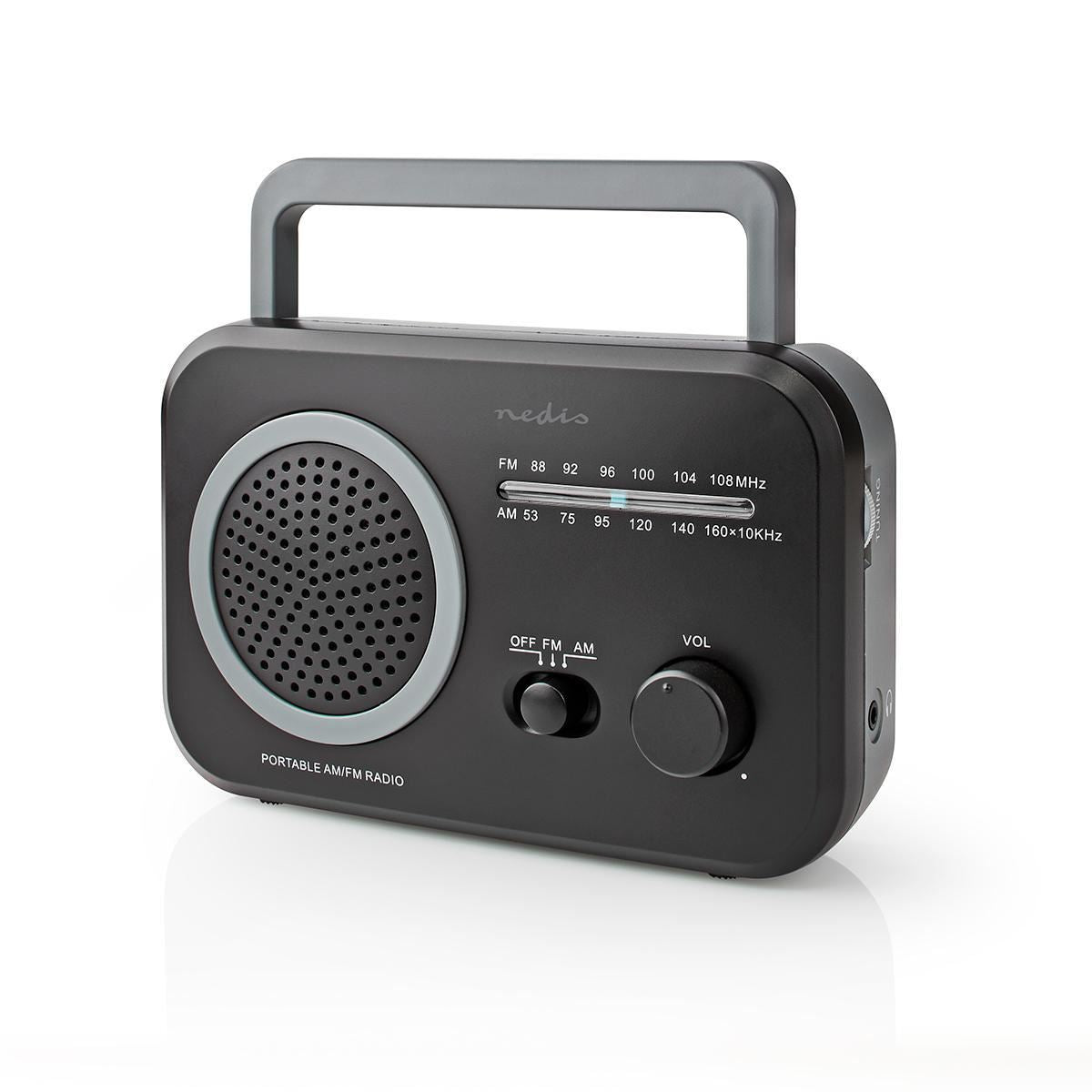 Nedis FM Radio Portable AM/FM Battery Powered/Mains Powered Analogue 1.8W - RDFM1330GY