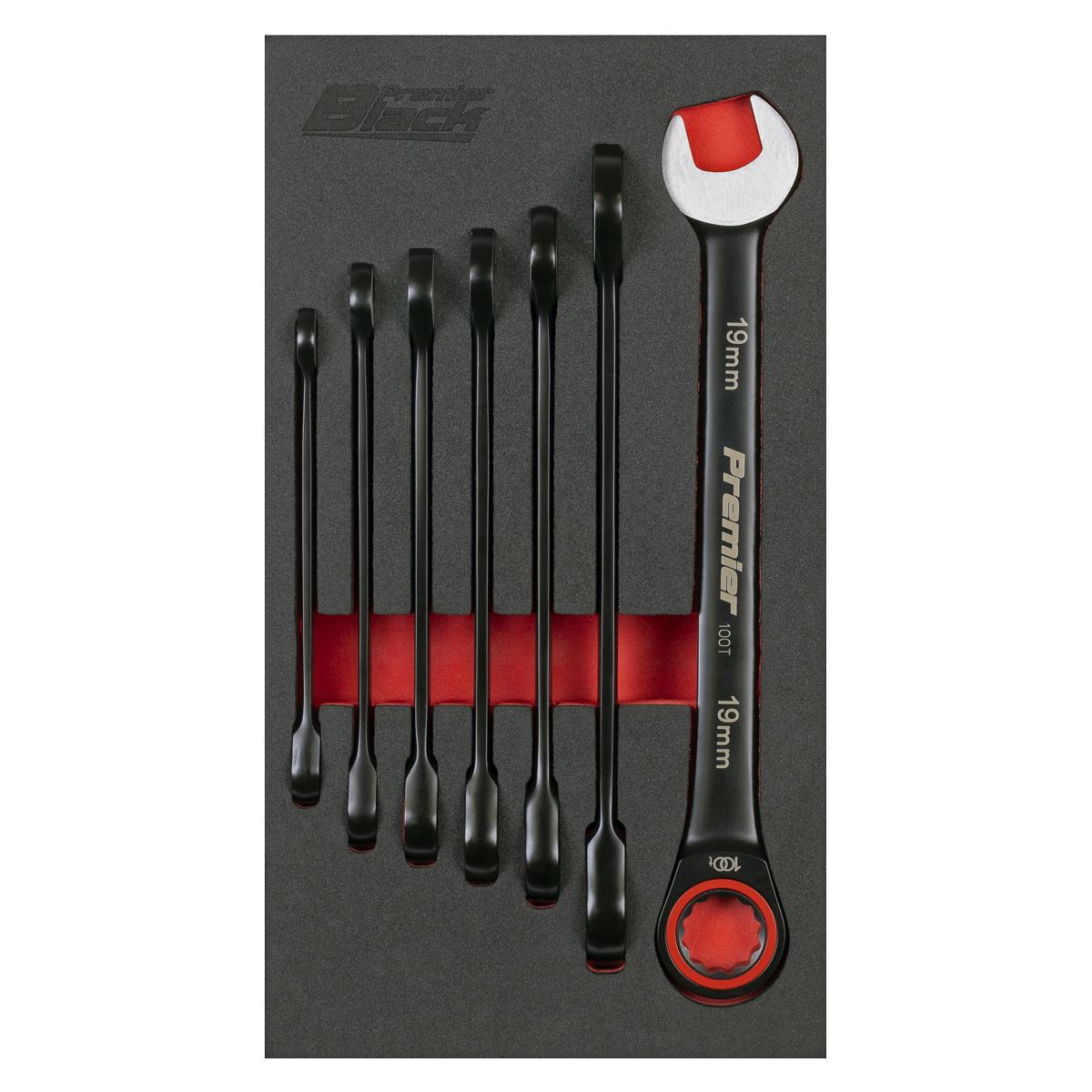 Sealey Premier Black Combination Ratchet Spanner Set 7pc AK63941B