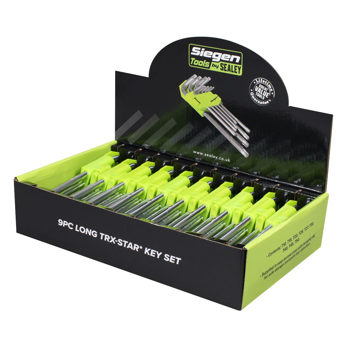 Sealey Siegen Long TRX-Star* Key Set 9pc - Display Box of 10 S01264