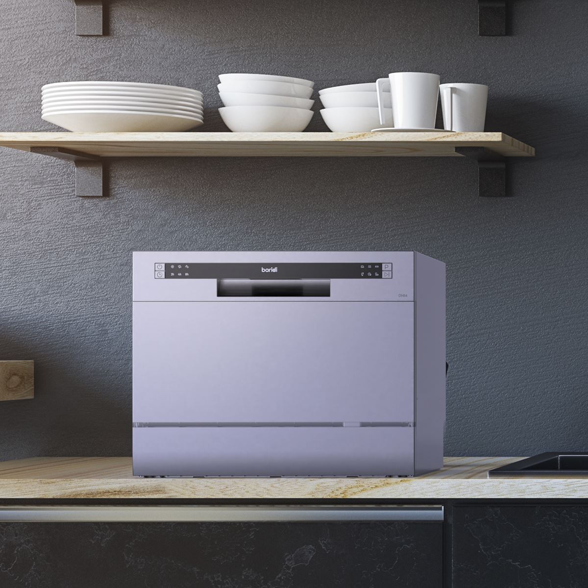 Baridi Compact Tabletop Dishwasher 6 Place Settings, 6 Programmes, Low Noise