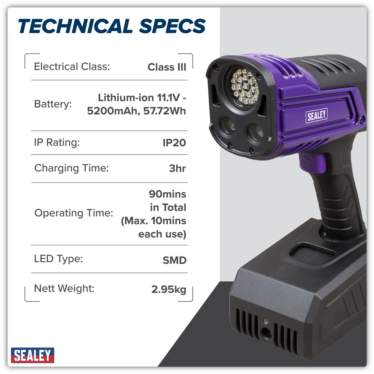 Sealey Rechargeable Inspection UV Curing Light Kit 66W UVC01