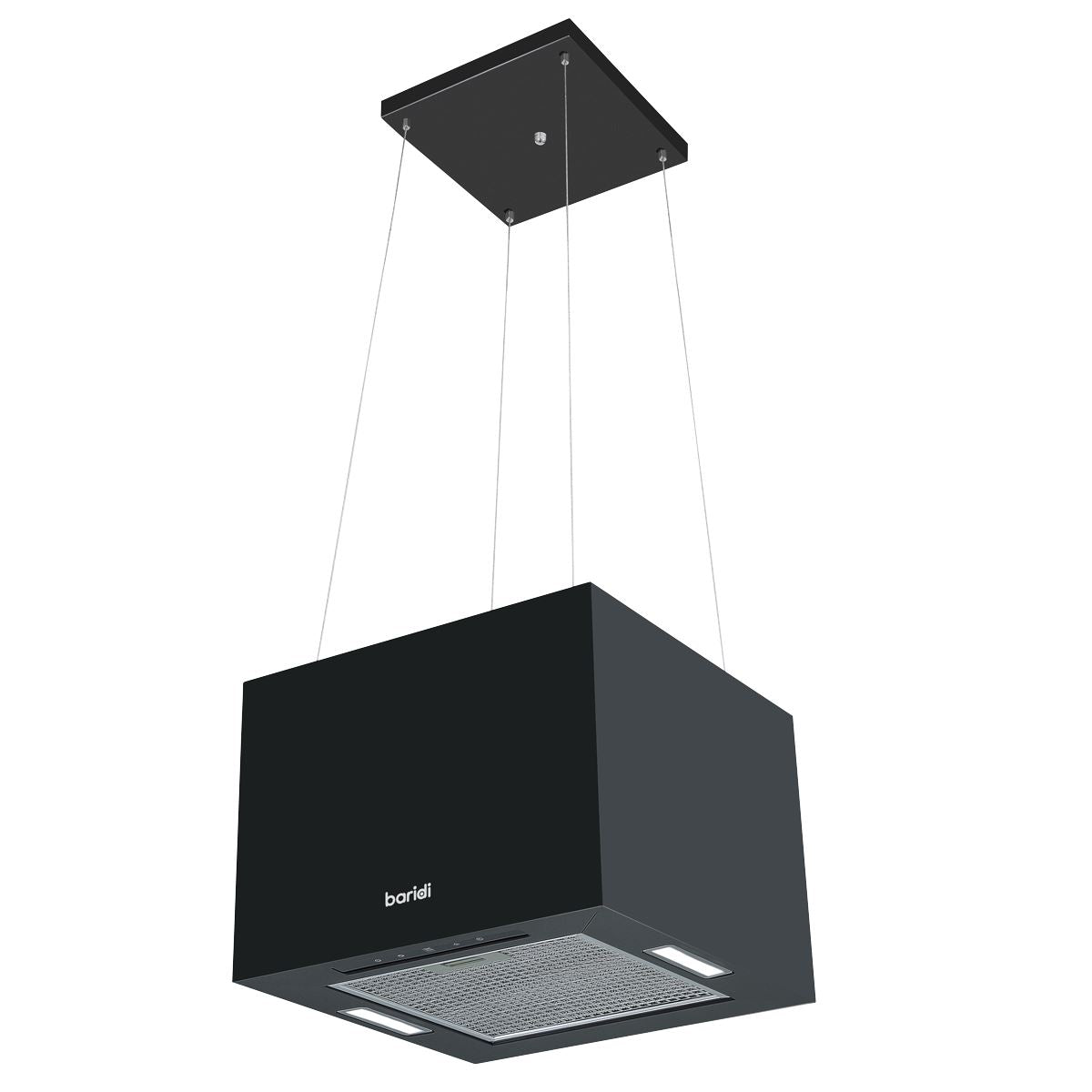 Baridi Square Island Cooker Hood 40cm - Black DH109