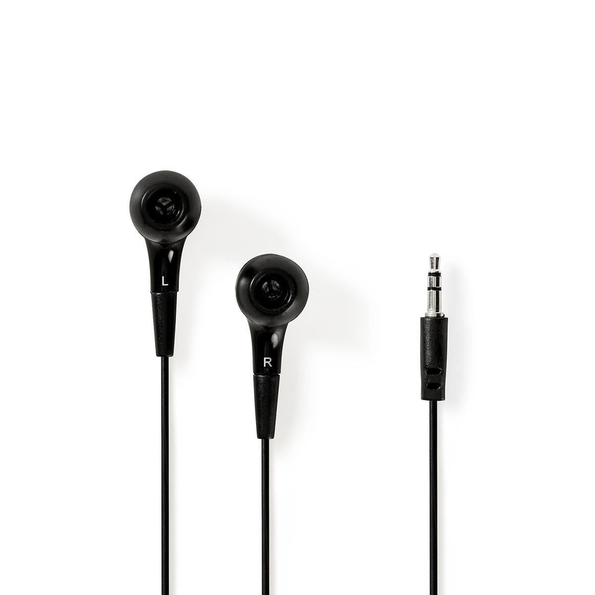 Nedis Wired Headphones 1.2m Round Cable In-Ear Black HPWD1001BK