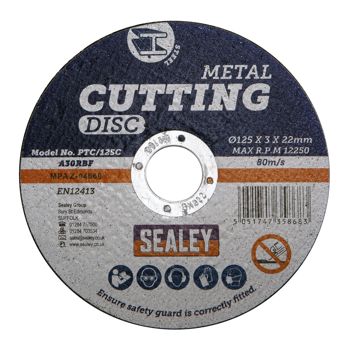 Sealey Cutting Disc 125 x 3mm 22mm Bore PTC/125C