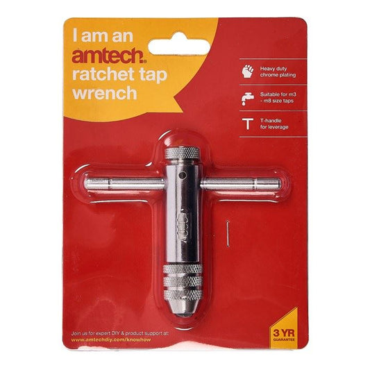 Amtech Ratchet Tap Wrench M3 M8 Forward Reverse Lock+Reversible T Bar Die Set