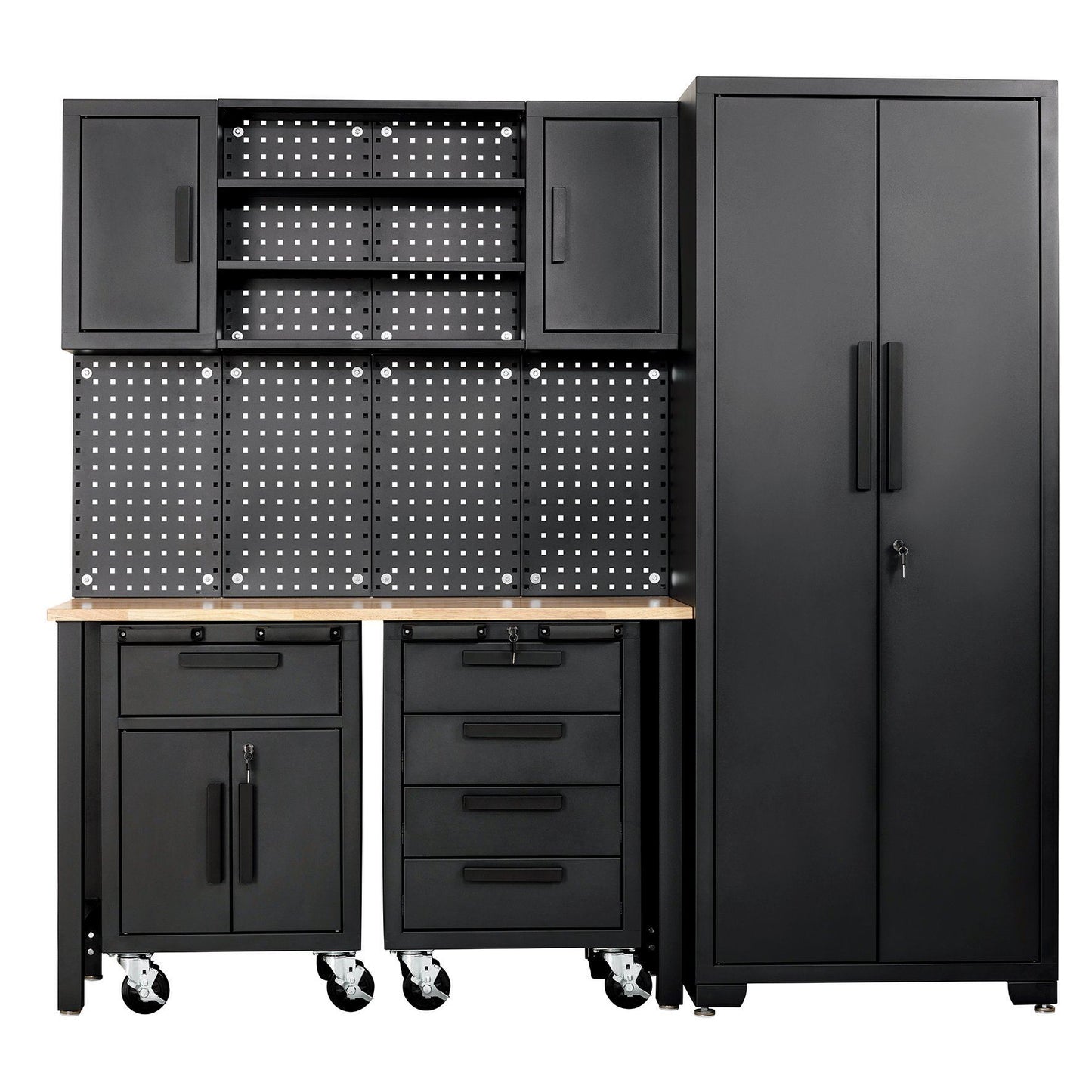 Draper Single Garage Workstation with Roller Cabinets