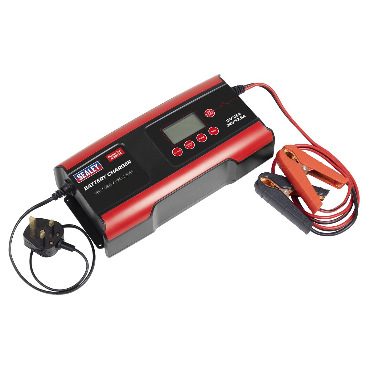 Sealey 12/24V Compact Smart Battery Charger and Maintainer 25A SCBC25