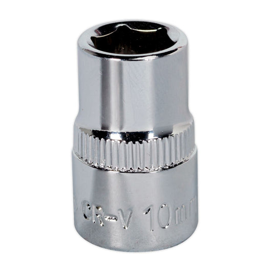 Sealey WallDrive Socket 10mm 3/8"Sq Drive Fully Polished SP3810