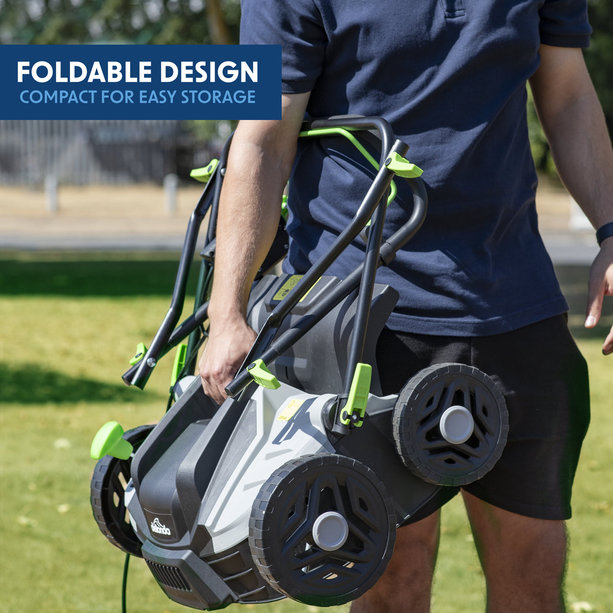 Dellonda 1500W Electric 2-in-1 Scarifier with 5-Heights, 36cm Cutting Diameter, 45L Grass Collection Bag, 10m Mains Cable, Hand Push - DG216 DG216
