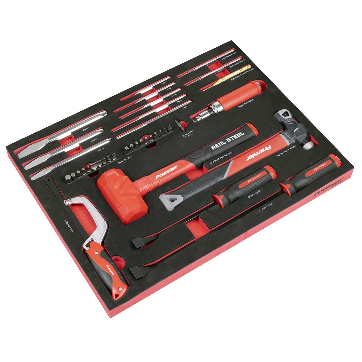 Sealey Premier Striking, Pry Bar, Impact Screwdriver Set with Tool Tray 39pc