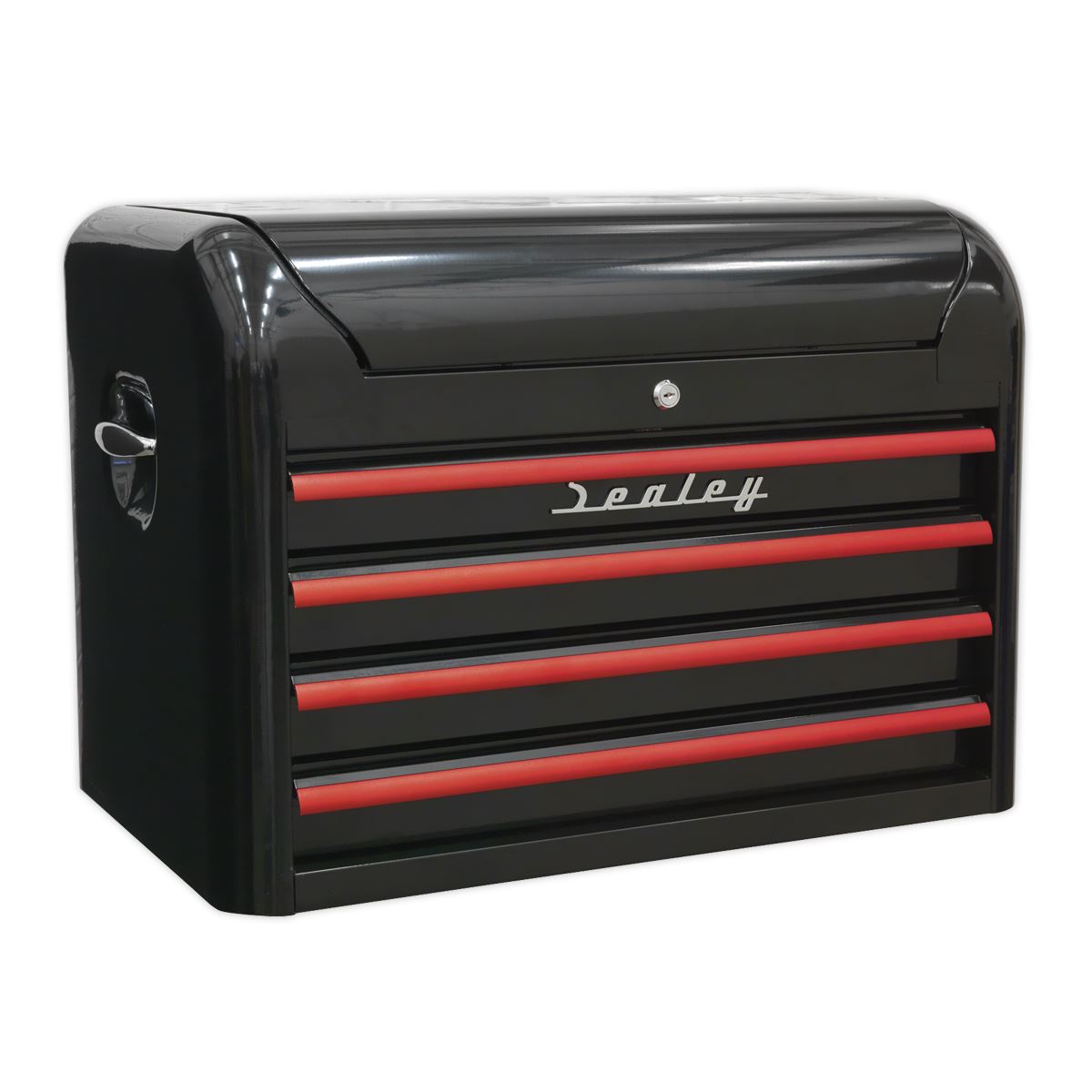 Sealey Topchest 4 Drawer Retro Style-Black/Red Anodised Draw Pulls AP28104BR
