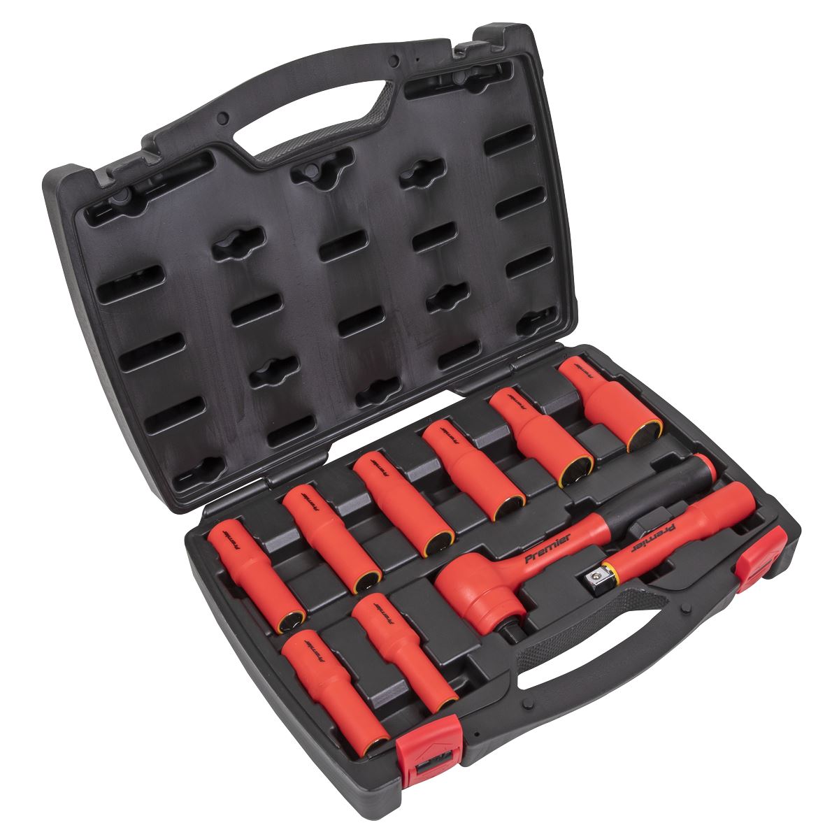 Sealey Insulated Socket Set 10pc 1/2"Sq Drive 6pt WallDrive VDE Ap AK7943