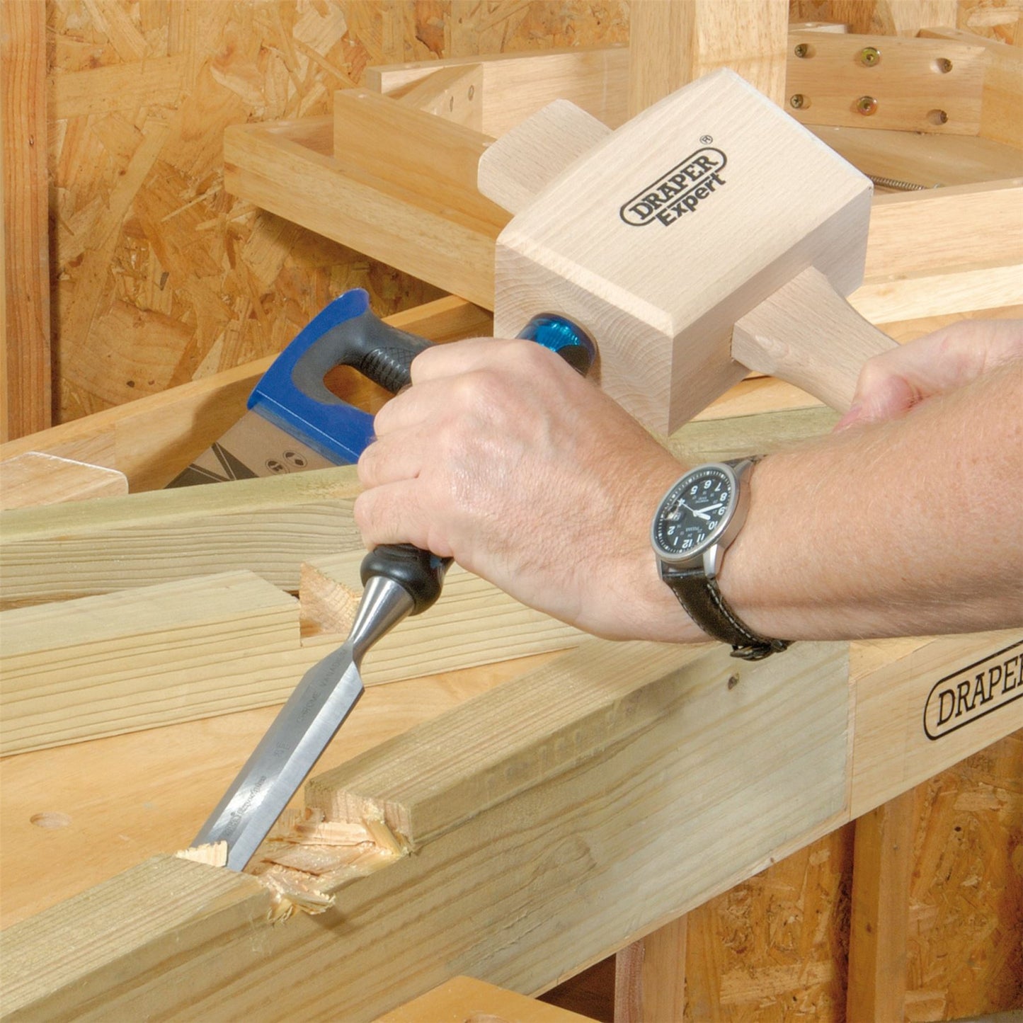 Draper 24408 Expert Plus 25mm Soft Grip 'Pound Thru' Bevel Edge Wood