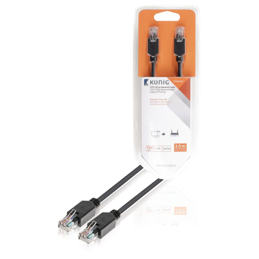 Konig UTP CAT5e network cable RJ45 male to male 2m grey