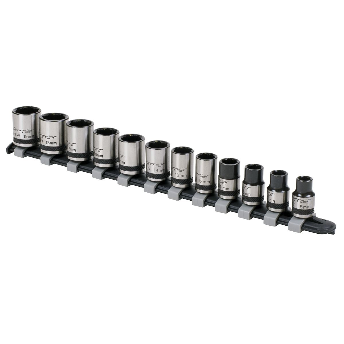 Premier Socket Set 12pc 3/8"Sq Drive Lock-On 6pt Metric - Black Series AK2741B