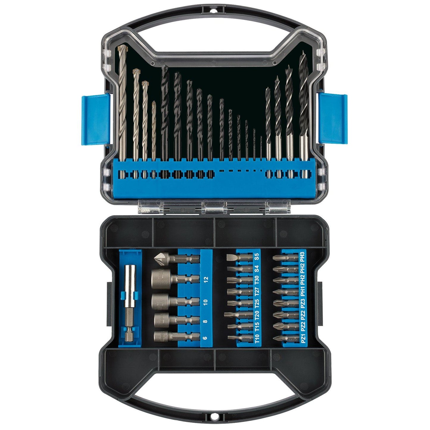 Draper 41 Piece Drill Bit & Accessory Kit Magnetic Bit Holder & Case HSS Masonry - 80980