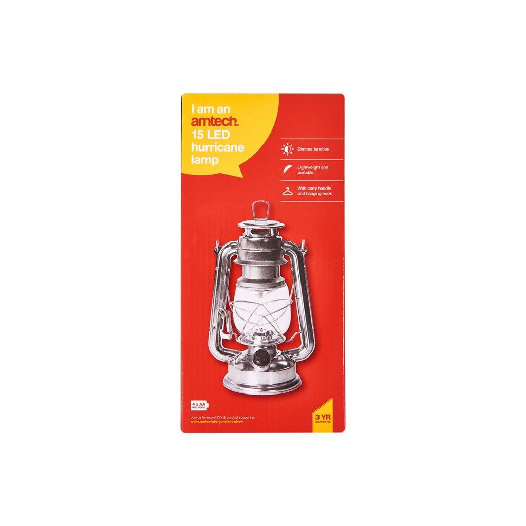 Amtech 15 LED Hurricane Lamp (Silver) - S8010