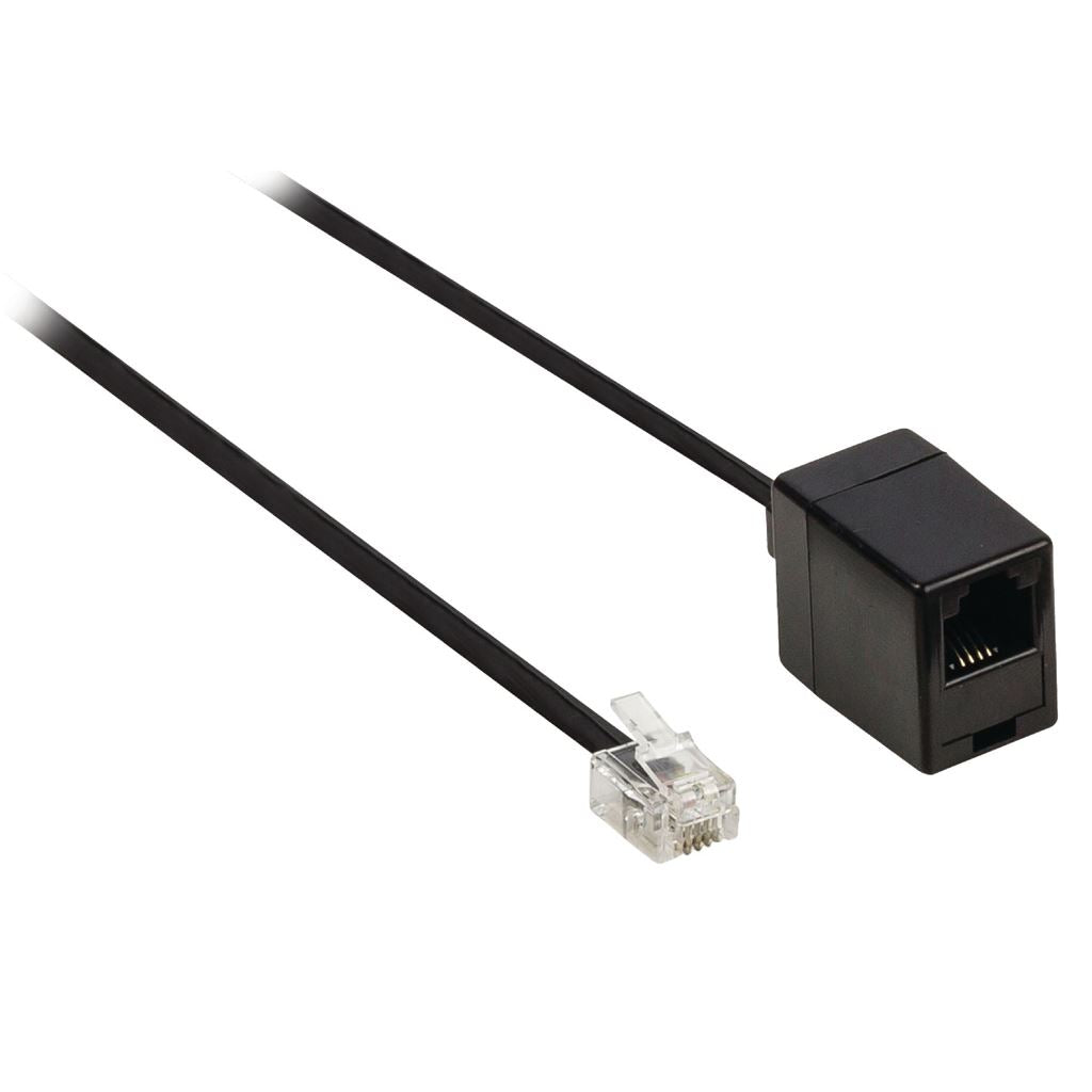 Valueline Telecom extension cable RJ11 male to RJ11 female 10m black - TCGP90205BK100