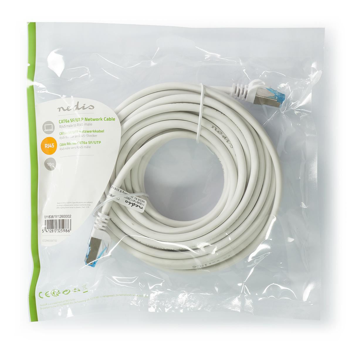 Nedis CAT6a SF/UTP Network Cable RJ45 Male to RJ45 Male 10m White