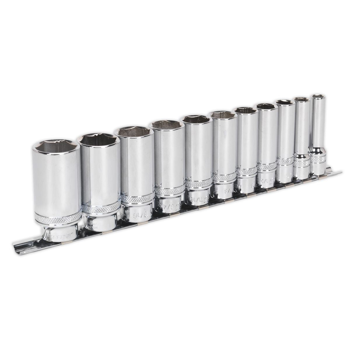 Sealey Socket Set 11pc 3/8"Sq Drive Deep Lock-On 6pt Imperial AK2743