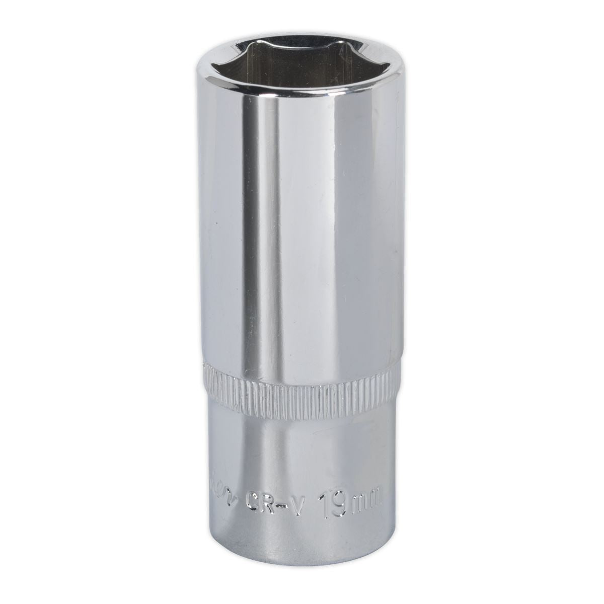 Sealey WallDrive Socket 19mm Deep 3/8"Sq Drive Fully Polished SP3819D