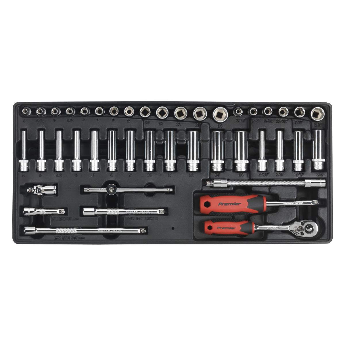 Sealey Tool Tray with Socket Set 43pc 1/4"Sq Drive TBT33