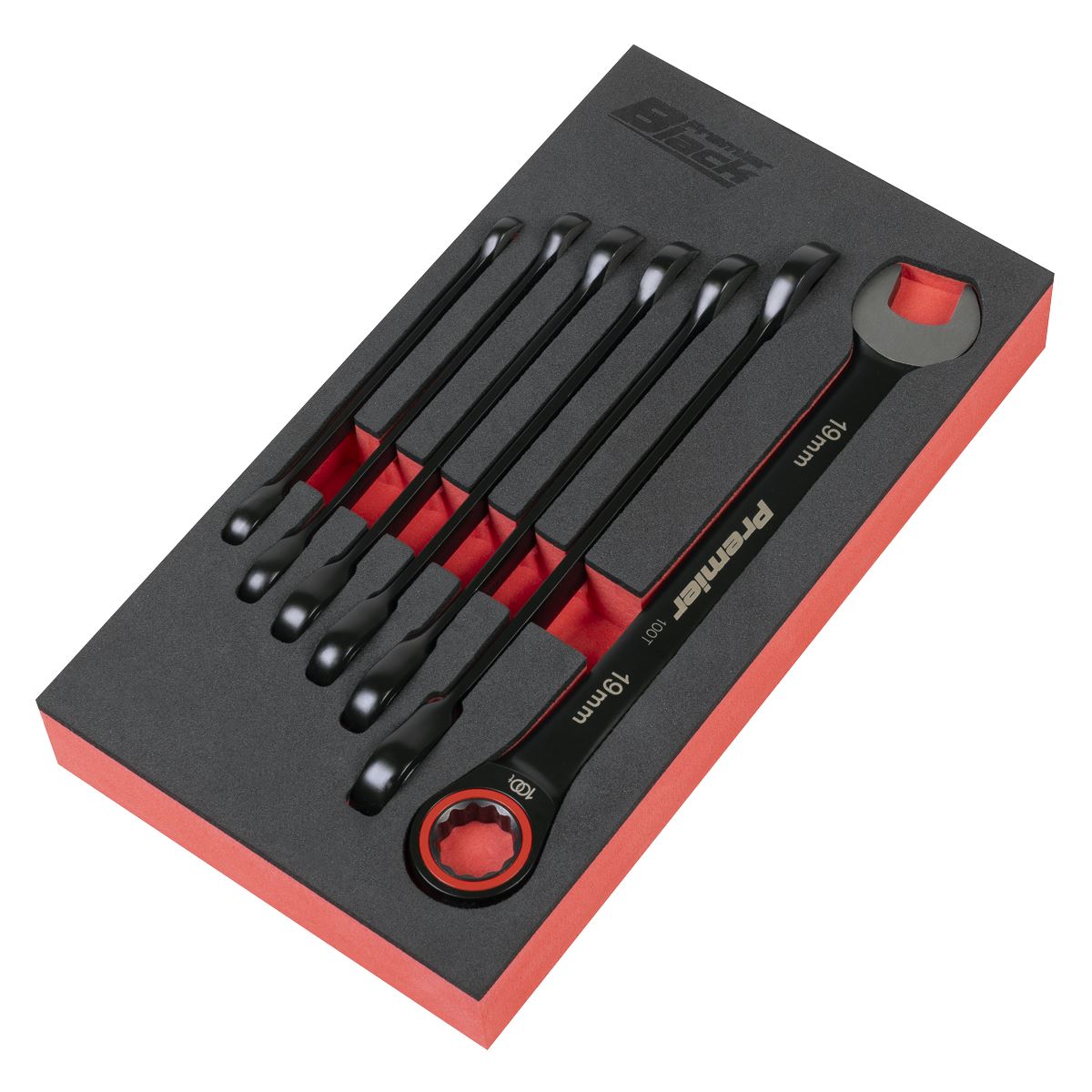 Sealey Premier Black Combination Ratchet Spanner Set 7pc AK63941B