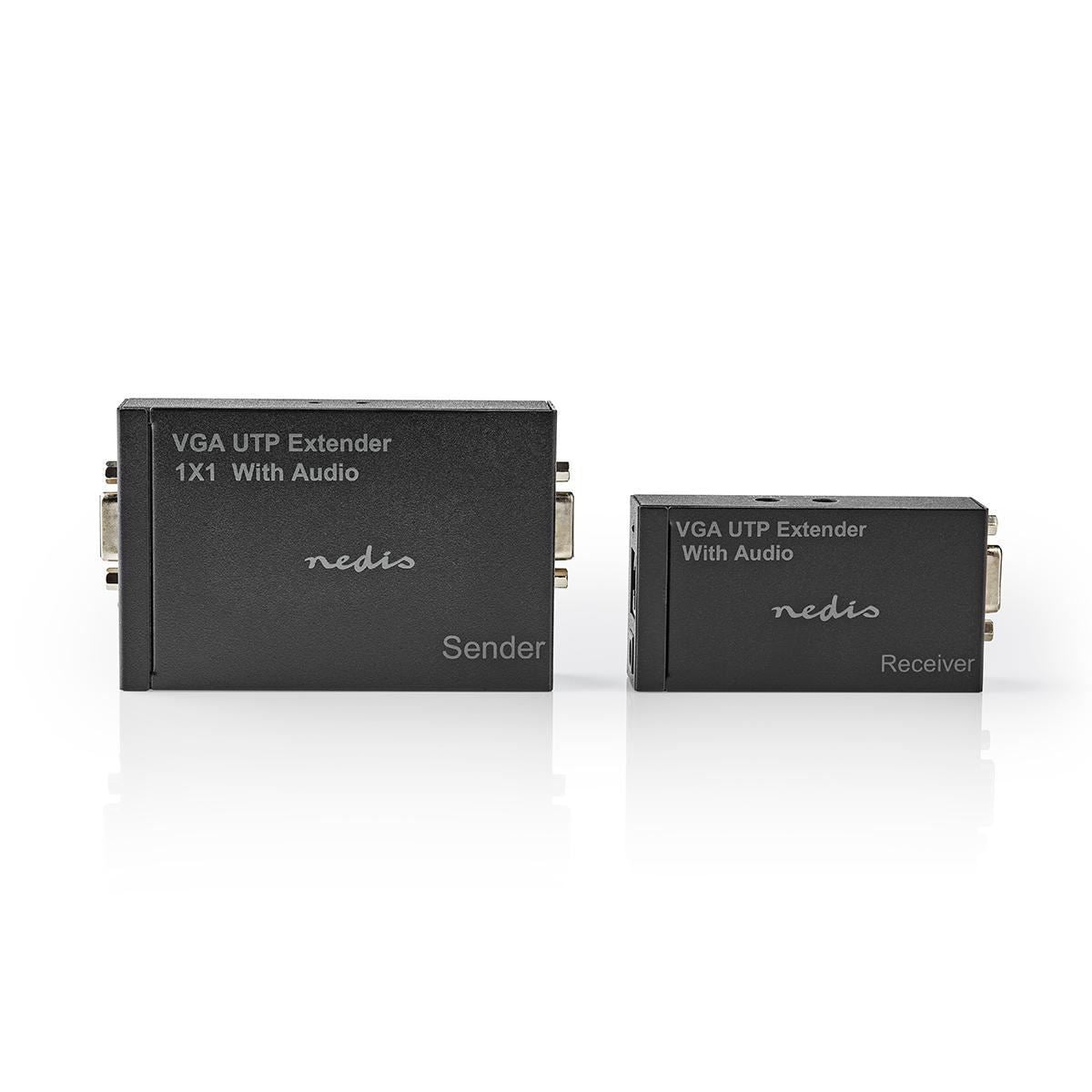 Nedis VGA and Audio Extender Up to 300m over Cat 5e Cat 6 Transmitter & Receiver - CREP5930BK