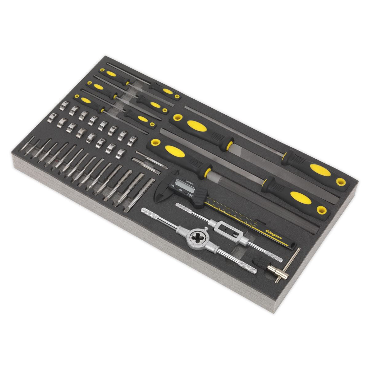 Sealey Tool Tray with Tap & Die, File & Caliper Set 48pc S01132