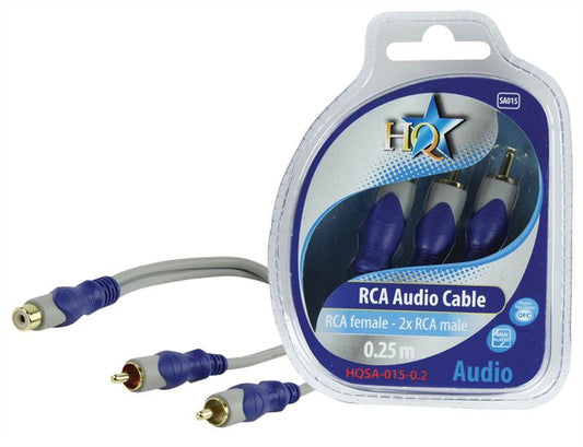 (Disc) HQ Standard RCA female - 2x RCA male cable 0.20 m (HQSA-015-0.2) Tracked GETR stocked
