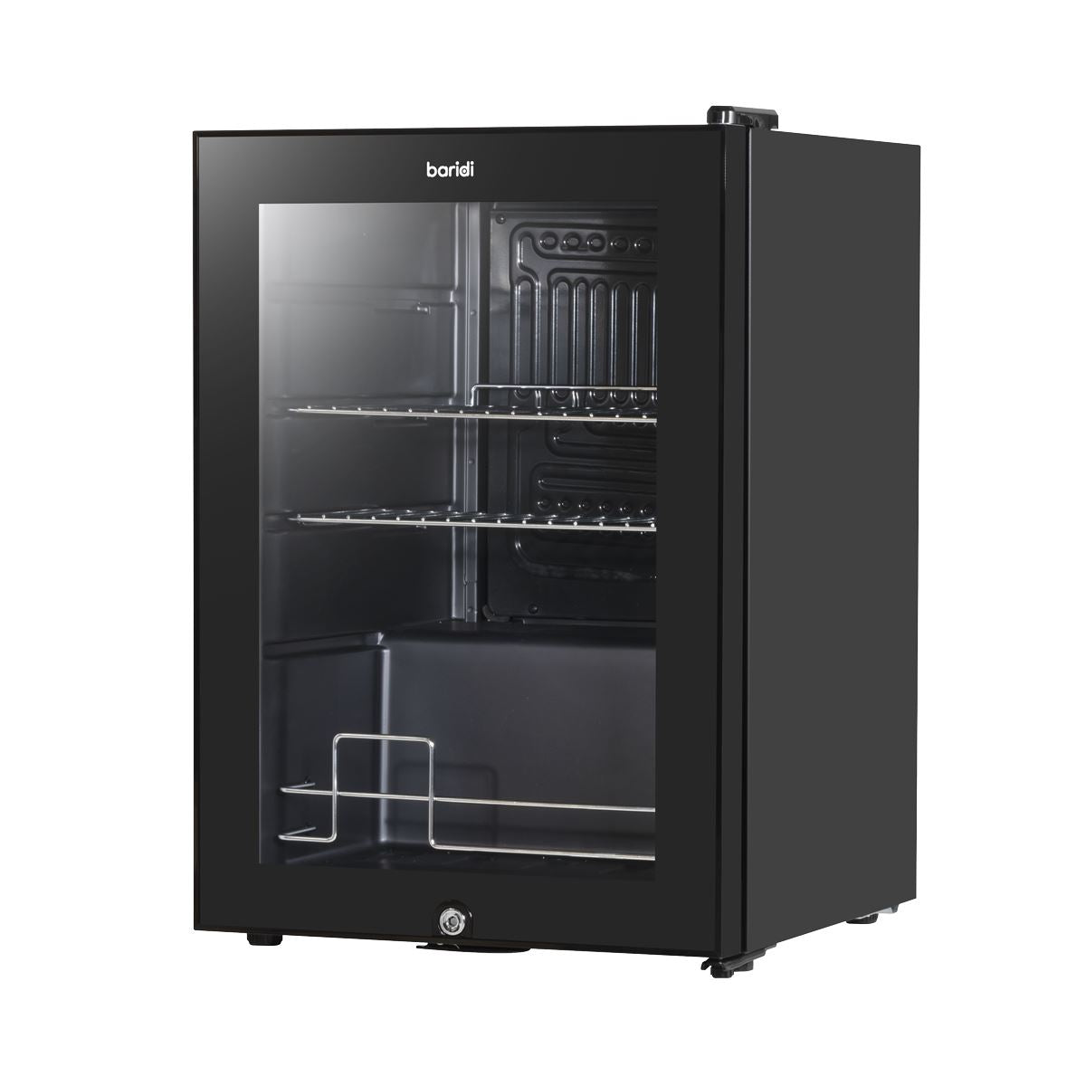 Baridi 60L Beer & Drinks Fridge with LED Light, Black and Glass Door DH62