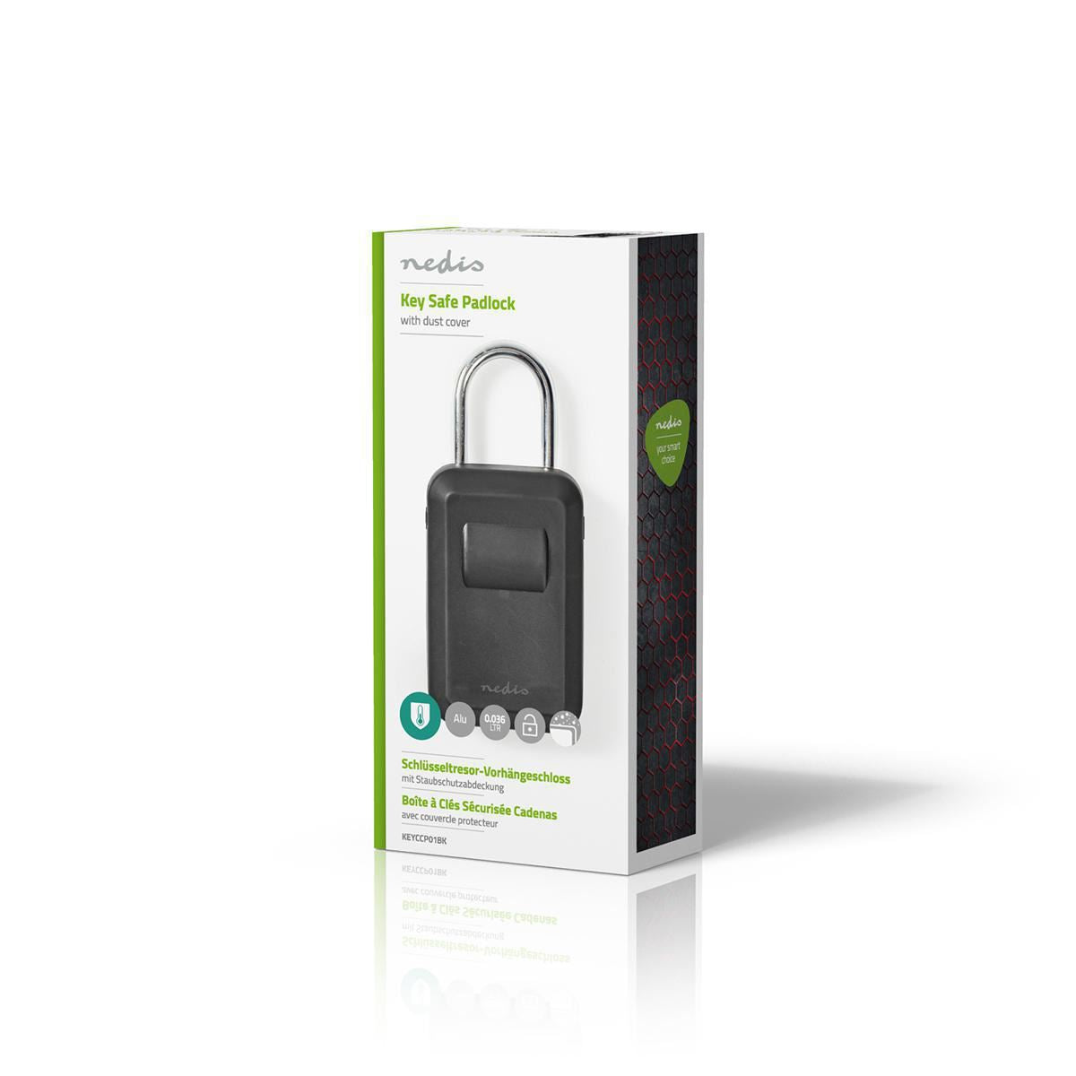 Nedis Vault Key Safe Combination Dial Lock Indoor and Outdoor Black/Silver