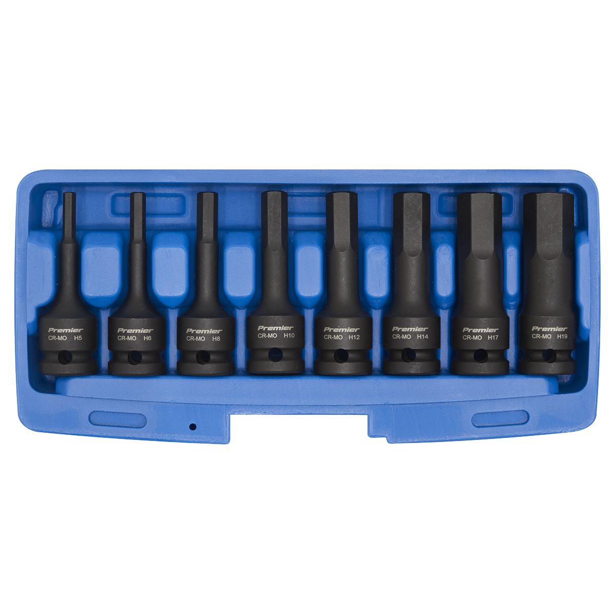 Sealey Impact Hex Socket Bit Set 8pc 1/2"Sq Drive AK5601