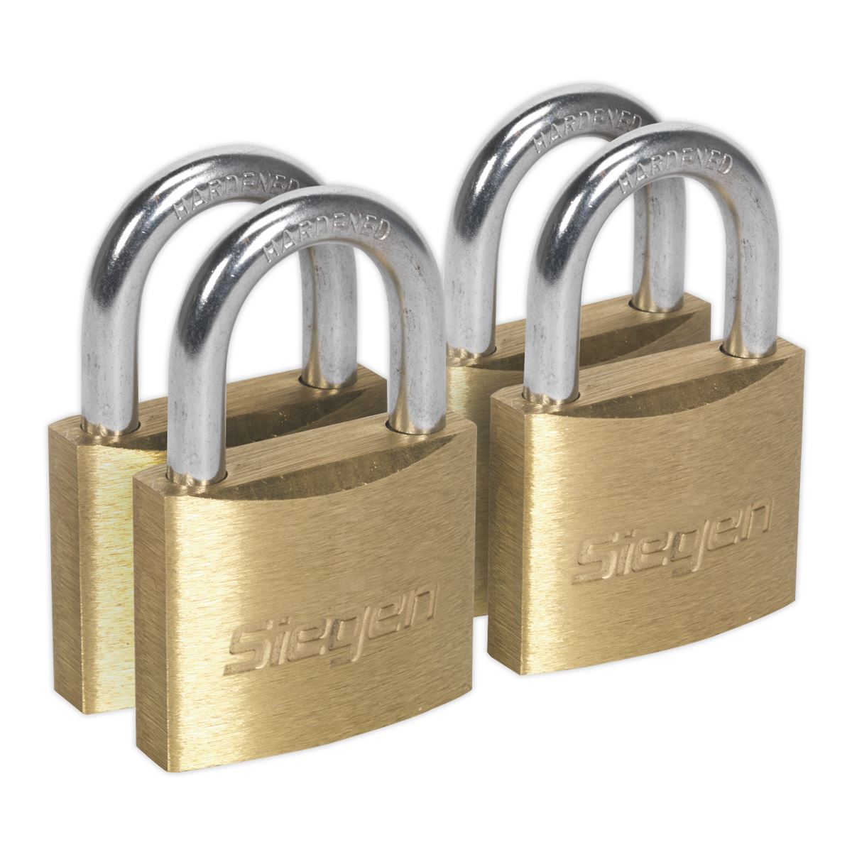 Sealey Brass Body Padlock Brass Cylinder 40mm Key Alike Pack of 4 S0992