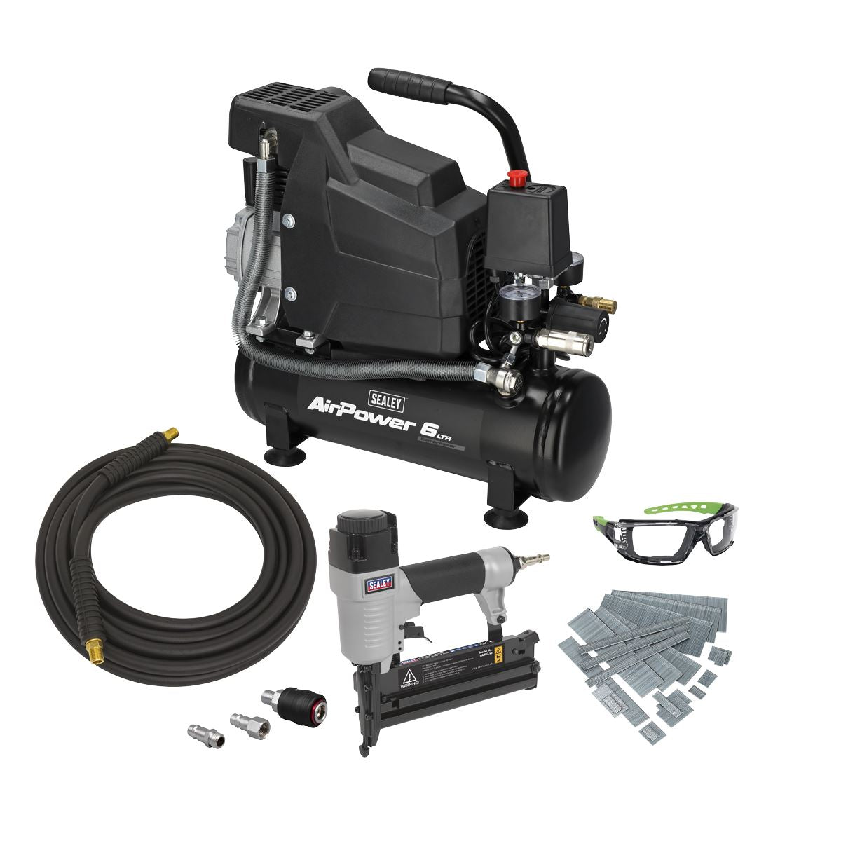 Sealey Air Compressor/Air Nail/Staple Gun Kit SAC0620AKIT
