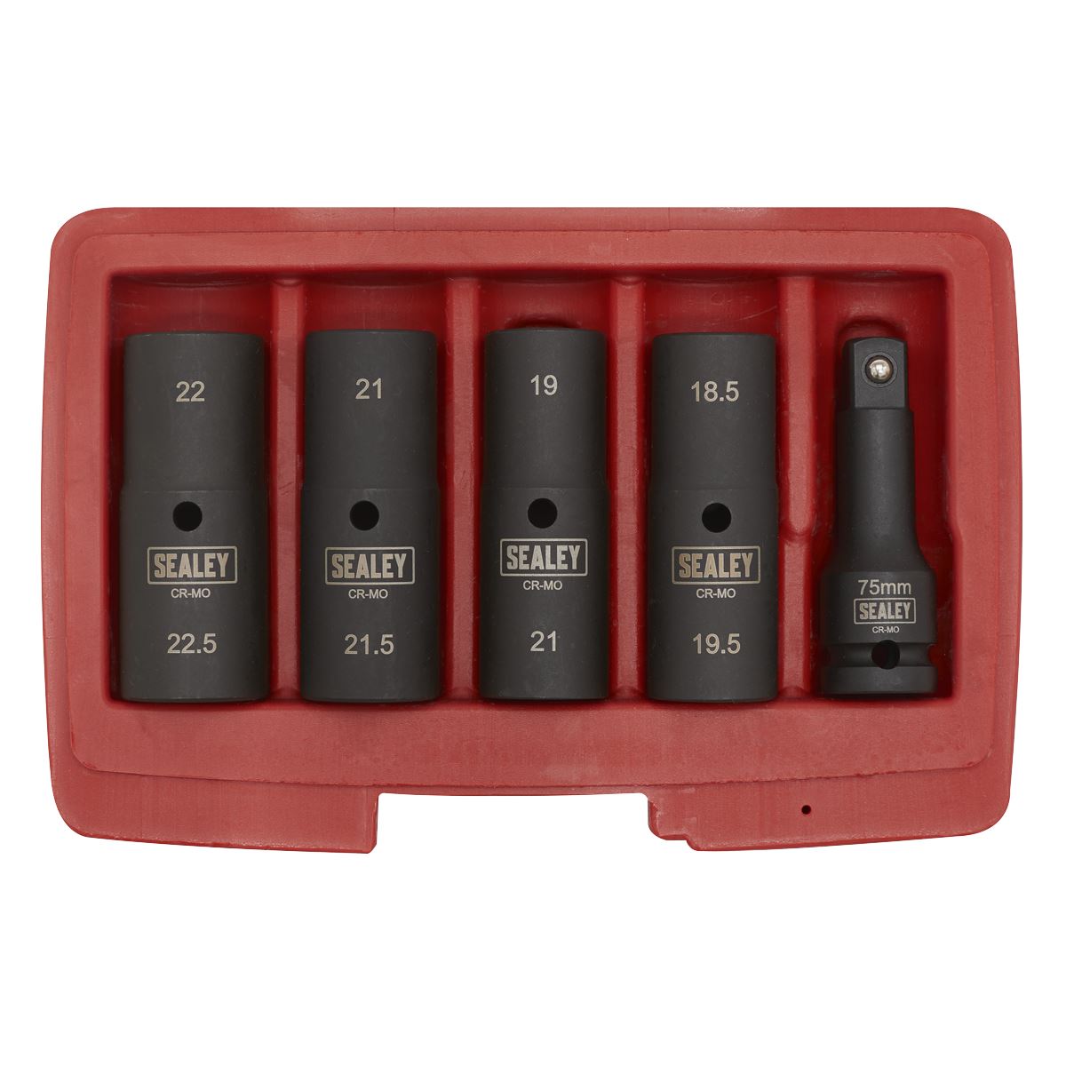 Deep Impact Socket Set 1/2"Sq Drive 80mm Double Ended 18.5-22.5mm - 5pc SX1820
