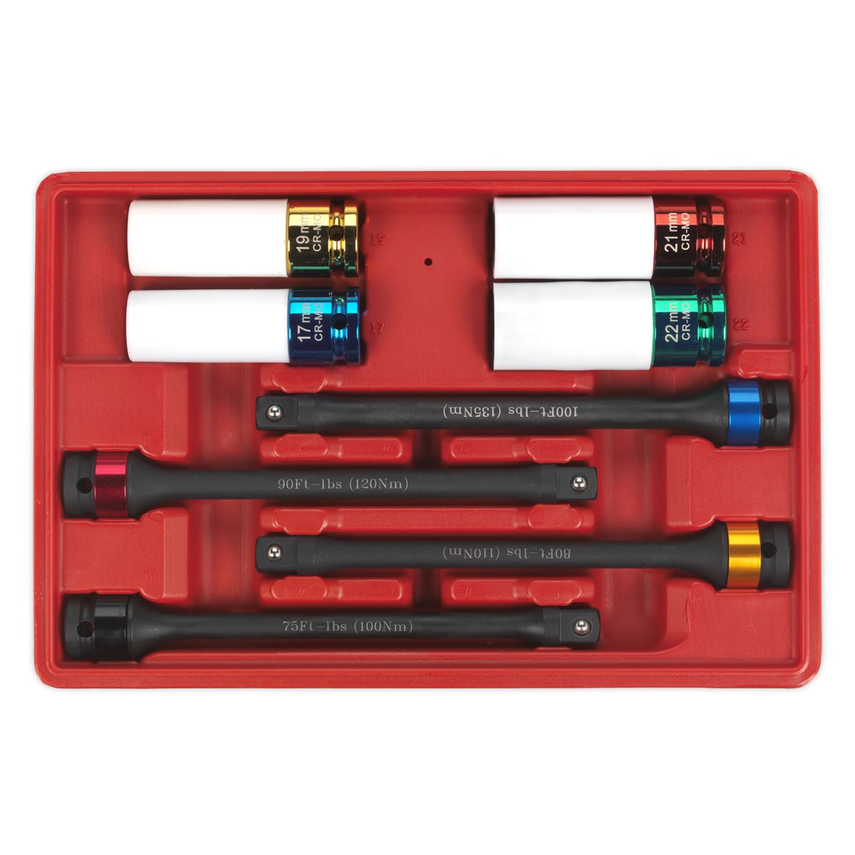 Sealey Torque Stick & Alloy Wheel Impact Socket Set 8pc 1/2"Sq Dr AK2243