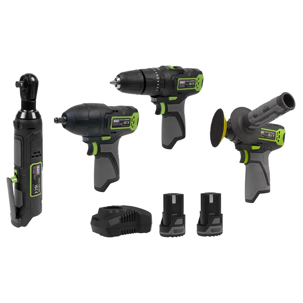 Sealey 4 x 10.8V SV10.8 Series Cordless Combo Kit - 2 Batteries & Euro Plug CP108VCOMBO1EU