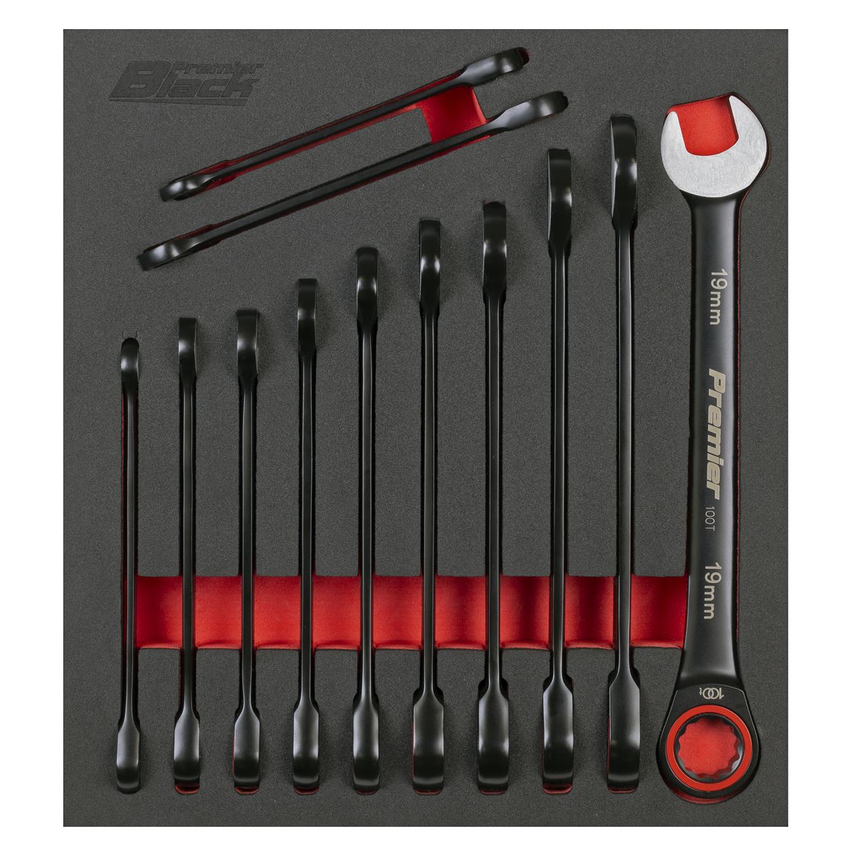 Sealey Premier Black Combination Ratchet Spanner Set 12pc AK63940B