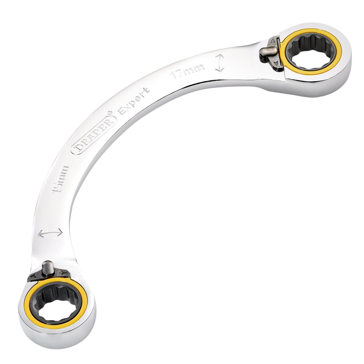 Draper Expert HI-TORQ Double Ring Ratchet Half Moon Spanner, 15 x 17mm