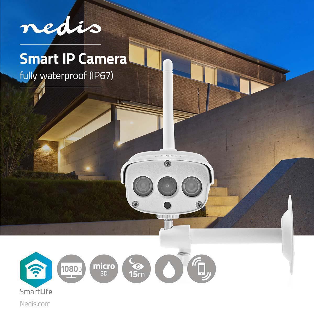 Nedis SmartLife Outdoor Camera Wi-Fi 1080p IP67 Cloud/microSD Night Vision White