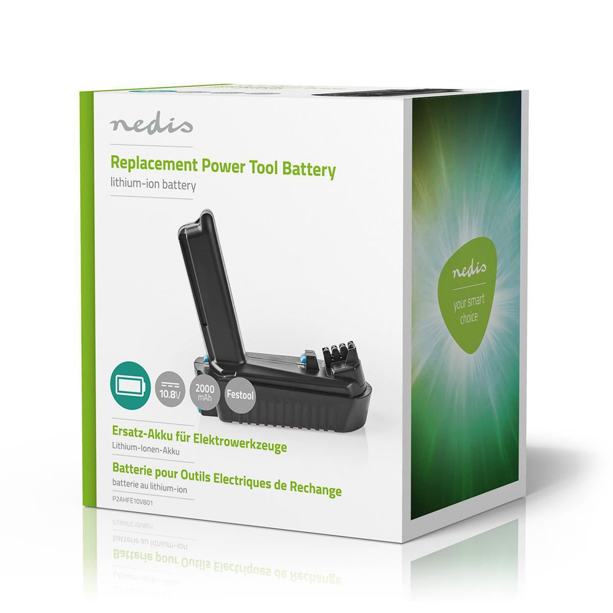 Nedis Power Tool Battery Li-Ion 10.8V 2Ah 21.6Wh Replacement for Festool