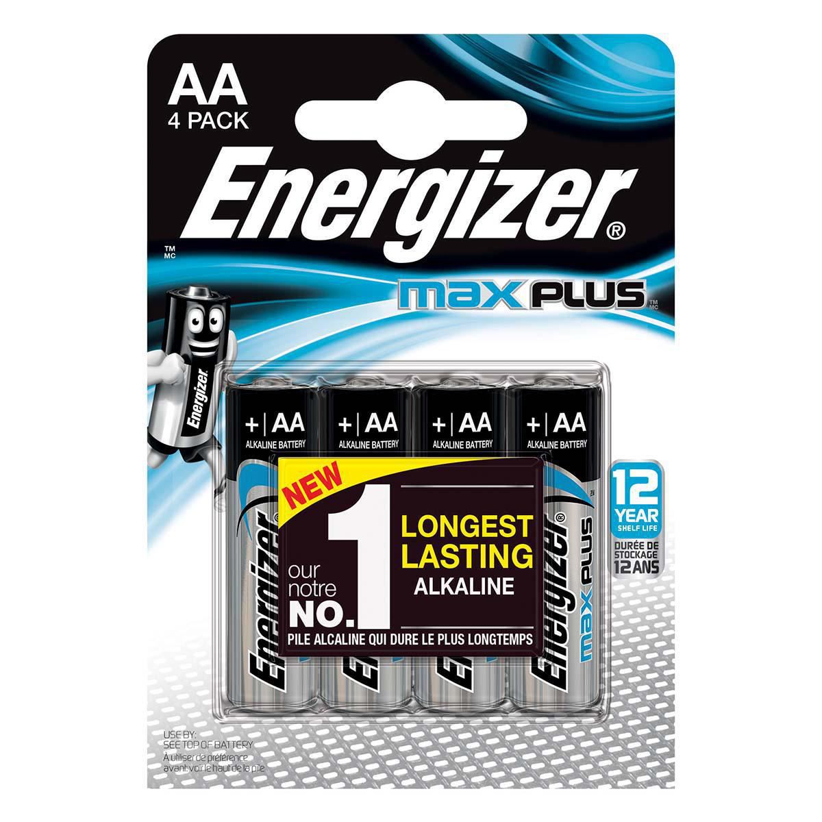 Energizer Max Plus 4x AA Alkaline Batteries 1.5V Max Plus