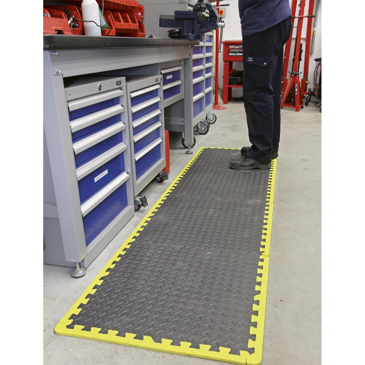 Sealey Interlocking Workshop Mat Set 1240x1825mm with Hi-Vis Edges MIC1218Y3